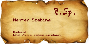 Nehrer Szabina névjegykártya